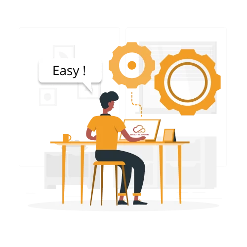 man working on his laptop n happy mood he is using infiiot platform and its super easy to use